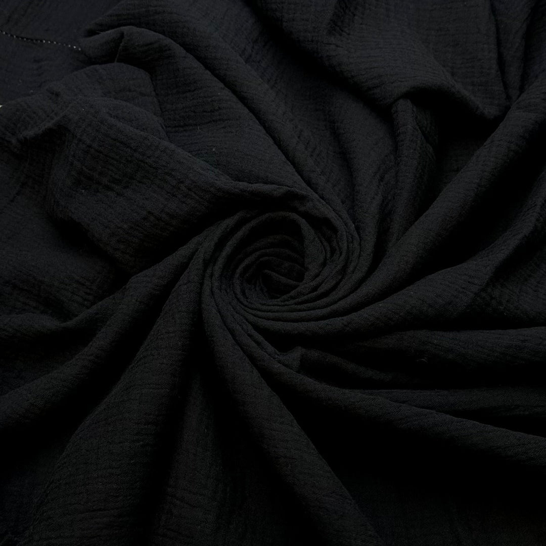 First Pancake Burn - Crinkle Cotton Woven - Black - Bundles - True Deadstock fabric Fabric by private - Sustainable Textile | FABCYCLE