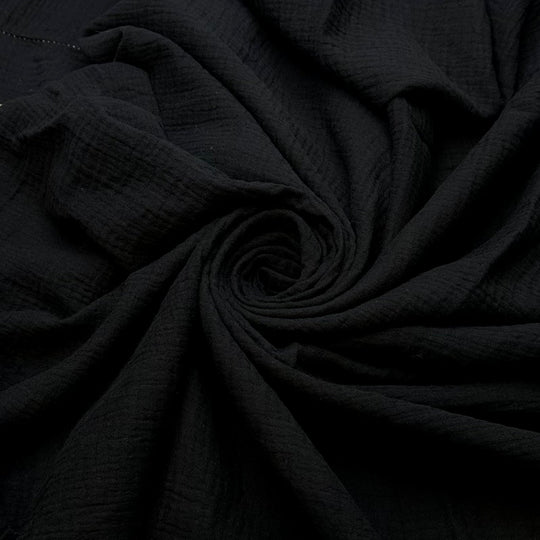First Pancake Burn - Crinkle Cotton Woven - Black - Bundles - True Deadstock fabric Fabric by private - Sustainable Textile | FABCYCLE