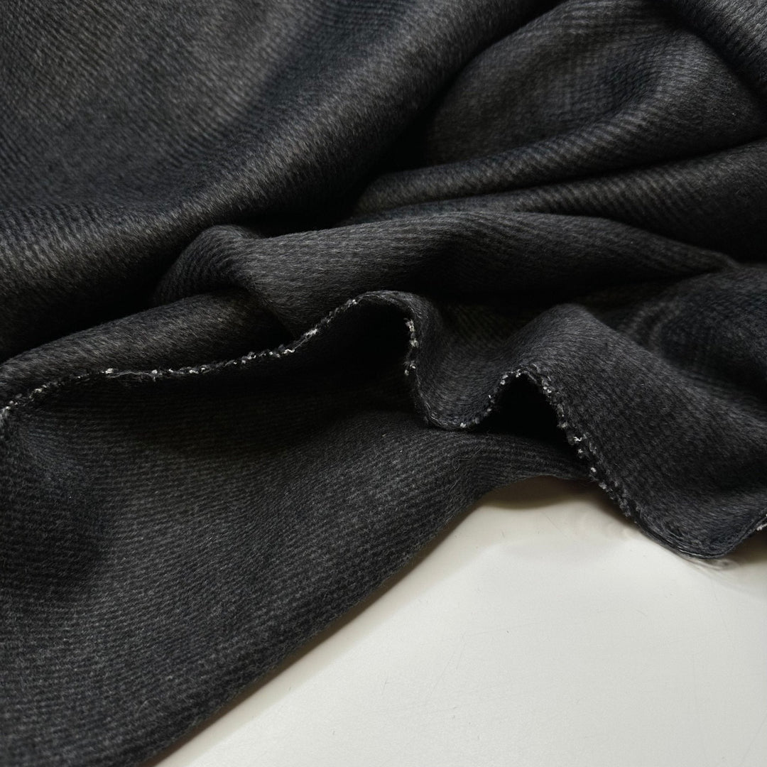 First Snow Walks - Brushed Twill Weave Wool Woven - Dark Grey - 2.75M Bundle - True Deadstock fabric Fabric by private - Sustainable Textile | FABCYCLE