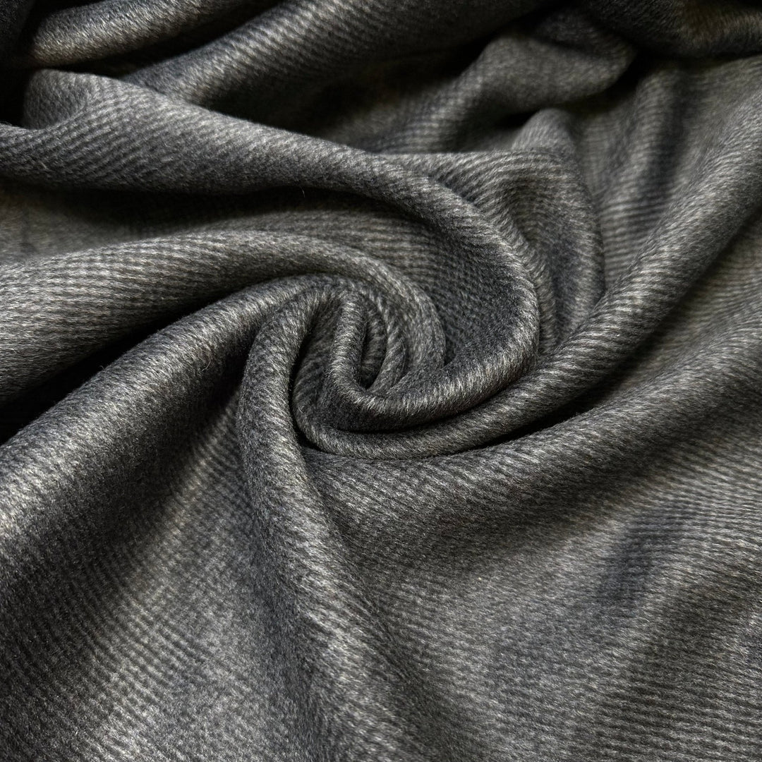 First Snow Walks - Brushed Twill Weave Wool Woven - Dark Grey - 2.75M Bundle - True Deadstock fabric Fabric by private - Sustainable Textile | FABCYCLE