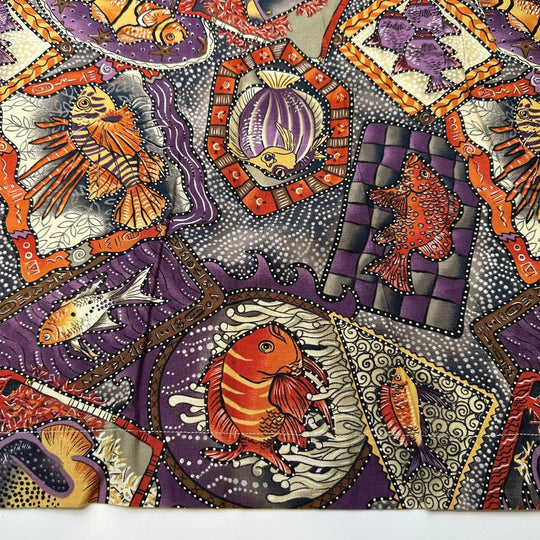 Fish Tank At The Dentist Office - Cotton Woven - Purple/Orange Animal Print - 1.7M Bundle - True Deadstock fabric Fabric by private - Sustainable Textile | FABCYCLE