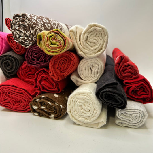 Flanel Large Jelly Roll Pack - Flanel Cotton Woven - Multi Christmas - 0.5M 18 piece pack - True Deadstock fabric Fabric by private - Sustainable Textile | FABCYCLE