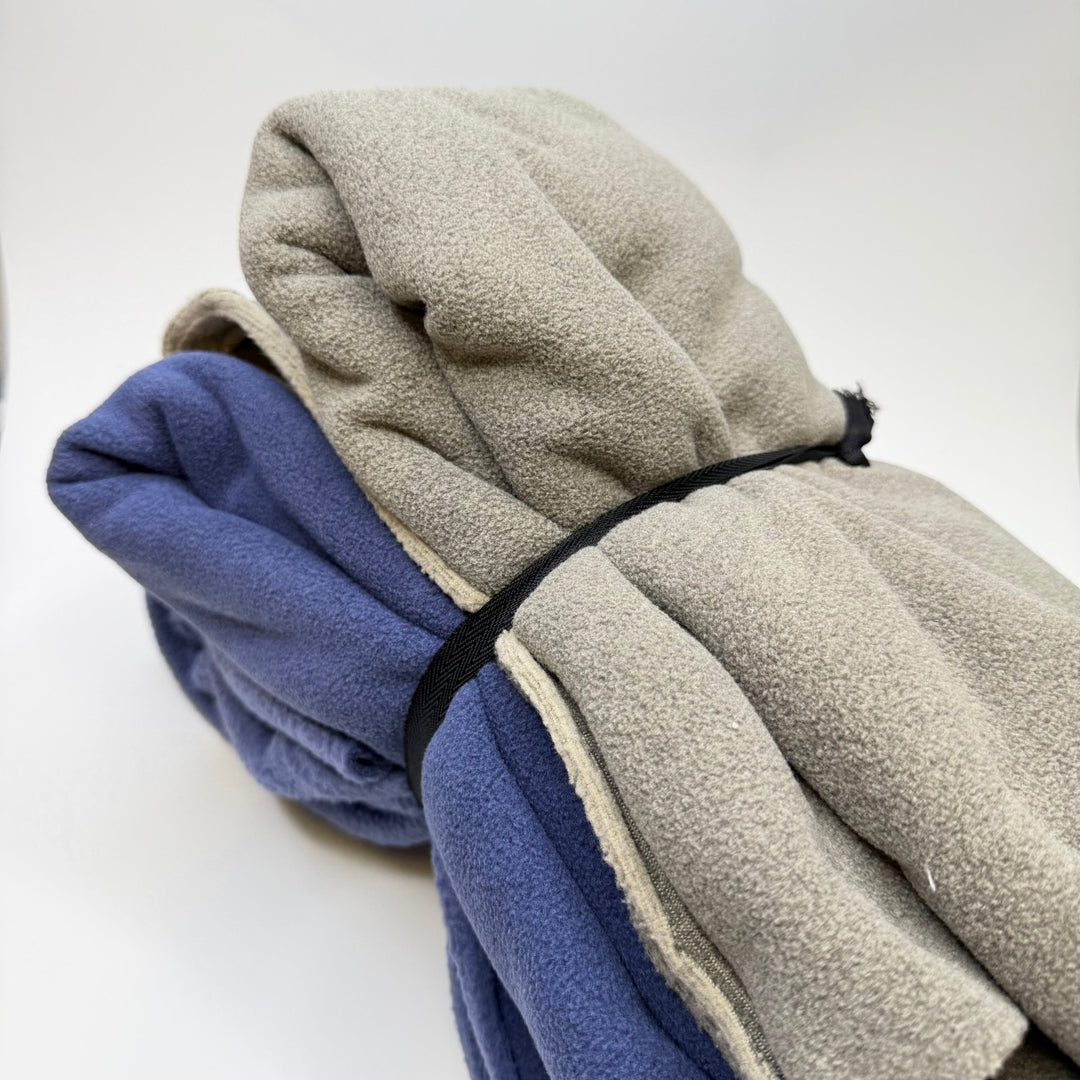 Fleece 2 Pack - Polyester Blend Knit - Blue/Grey - 0.5M Pieces - True Deadstock fabric Fabric by private - Sustainable Textile | FABCYCLE