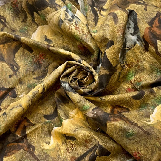 Flicka - Cotton Woven - Beige Multi Horses - 0.7M Bundle - True Deadstock fabric Fabric by private - Sustainable Textile | FABCYCLE