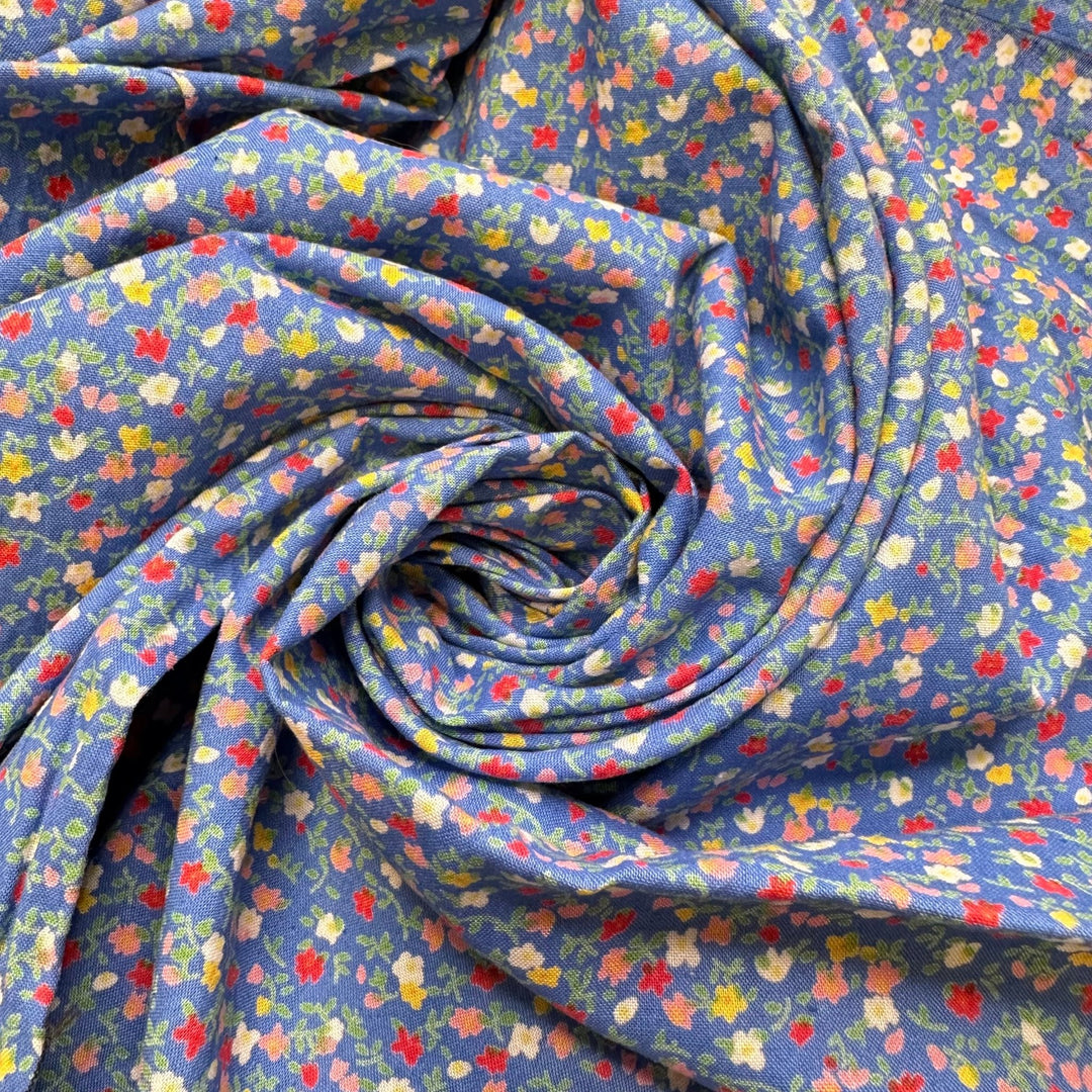 Floral Laundry Detergent - Cotton Woven - Blue Multi Floral - 2M Bundle - True Deadstock fabric Fabric by private - Sustainable Textile | FABCYCLE