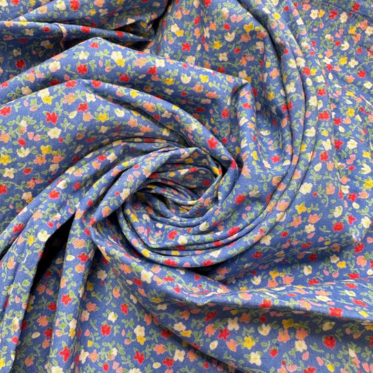Floral Laundry Detergent - Cotton Woven - Blue Multi Floral - 2M Bundle - True Deadstock fabric Fabric by private - Sustainable Textile | FABCYCLE