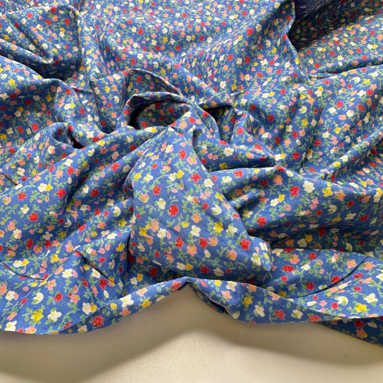 Floral Laundry Detergent - Cotton Woven - Blue Multi Floral - 2M Bundle - True Deadstock fabric Fabric by private - Sustainable Textile | FABCYCLE