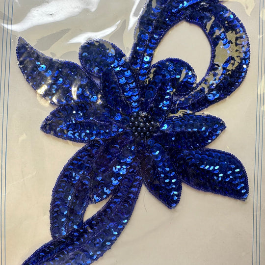 Floral Sequin Applique - Dark Blue - Individual - True Deadstock supplies Fabric by private - Sustainable Textile | FABCYCLE