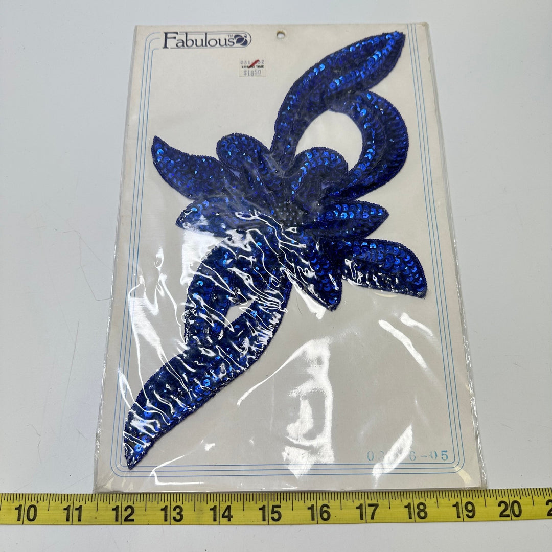 Floral Sequin Applique - Dark Blue - Individual - True Deadstock supplies Fabric by private - Sustainable Textile | FABCYCLE