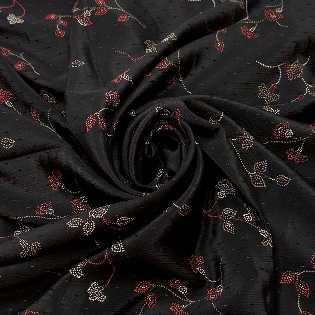 Flourishing - Polyester Blend Woven - Black Multi Floral - 2.5M Bundle - True Deadstock fabric Fabric by private - Sustainable Textile | FABCYCLE