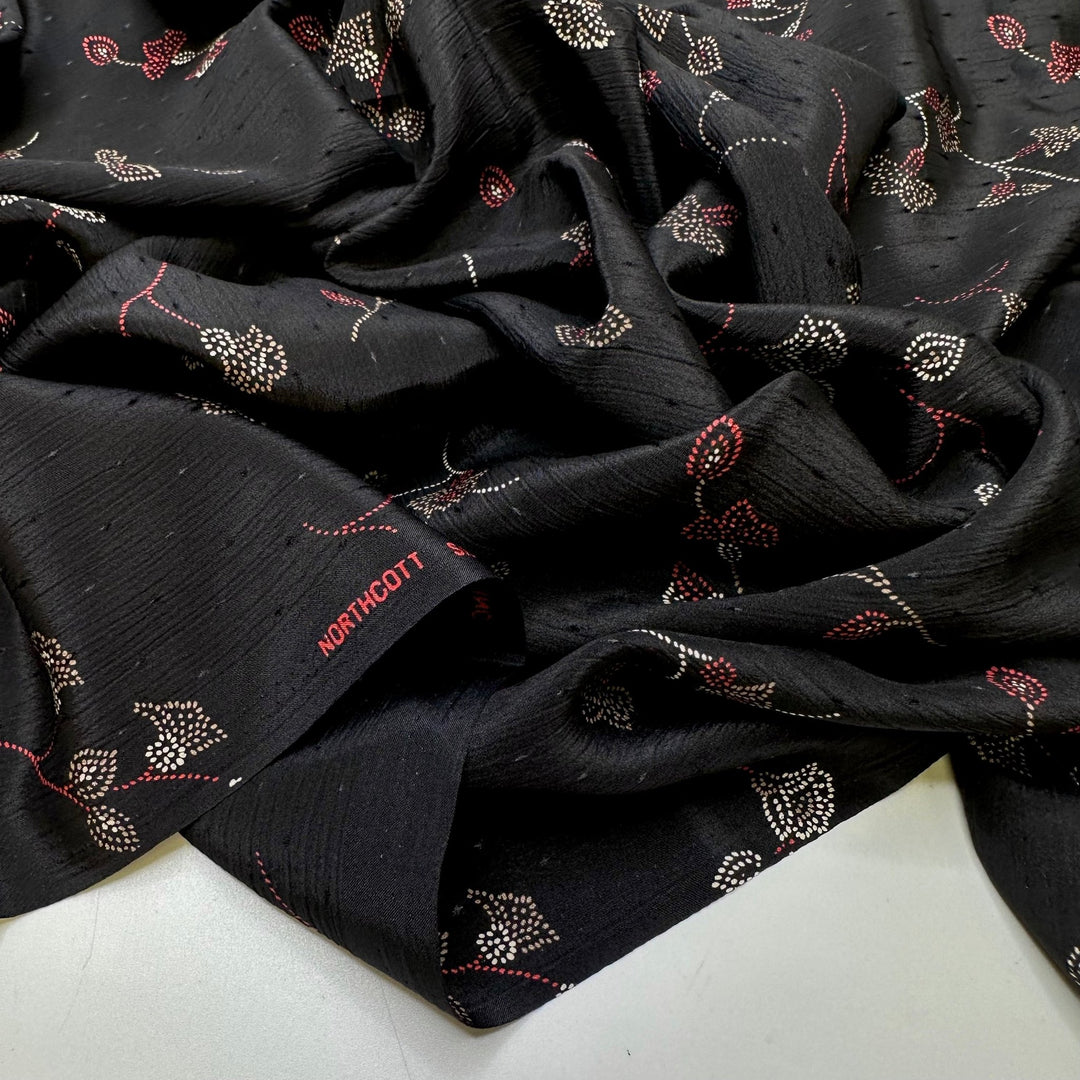 Flourishing - Polyester Blend Woven - Black Multi Floral - 2.5M Bundle - True Deadstock fabric Fabric by private - Sustainable Textile | FABCYCLE