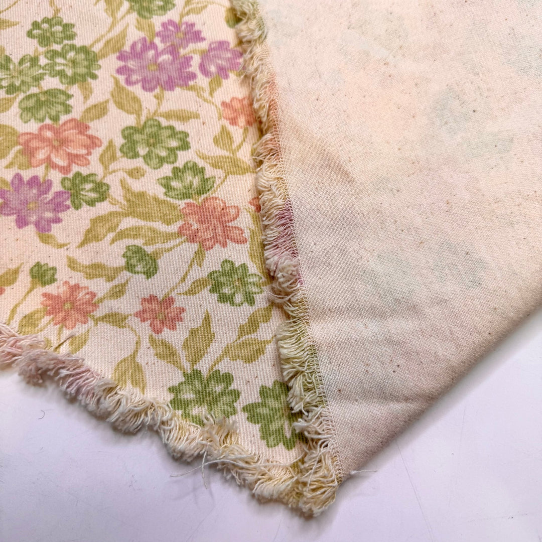 Flowers For You - Denim Cotton Woven - Cream Multi Floral - 0.7M Bundle - True Deadstock fabric Fabric by private - Sustainable Textile | FABCYCLE