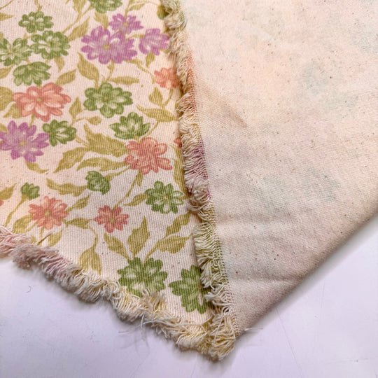 Flowers For You - Denim Cotton Woven - Cream Multi Floral - 0.7M Bundle - True Deadstock fabric Fabric by private - Sustainable Textile | FABCYCLE