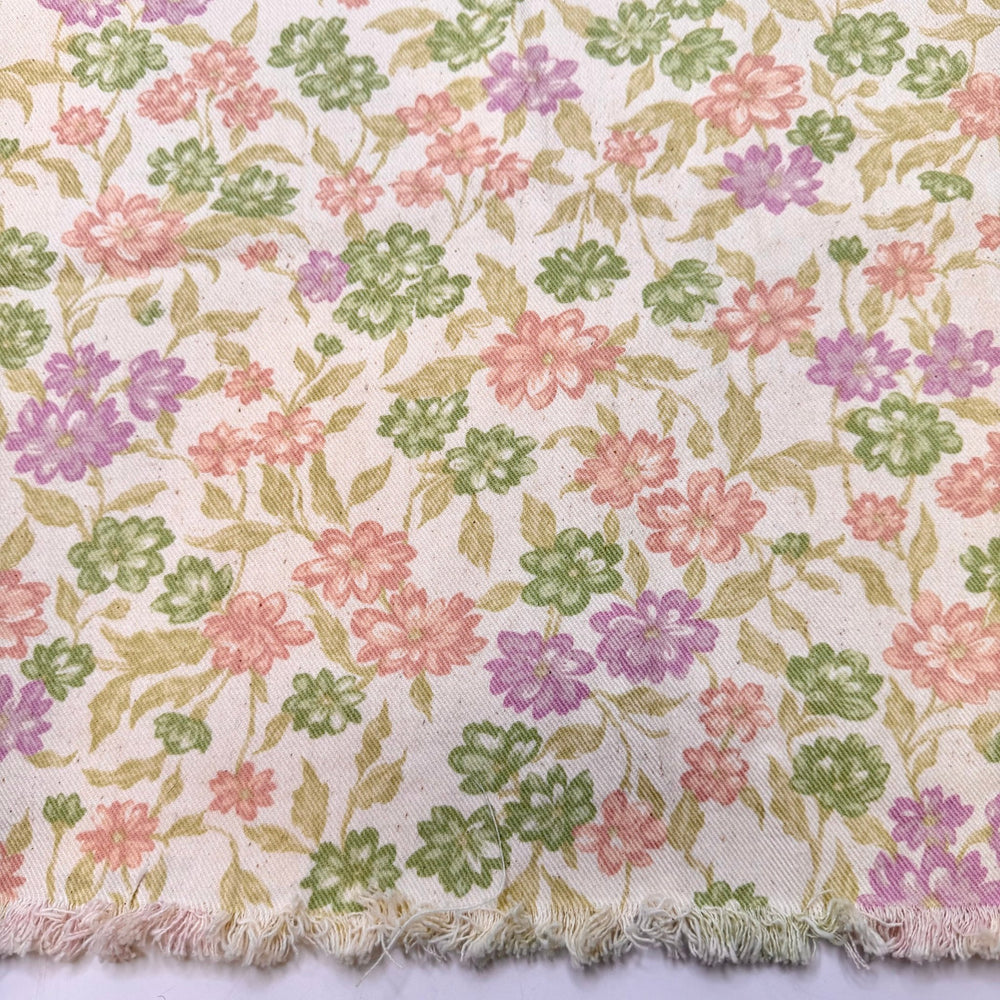 Flowers For You - Denim Cotton Woven - Cream Multi Floral - 0.7M Bundle - True Deadstock fabric Fabric by private - Sustainable Textile | FABCYCLE
