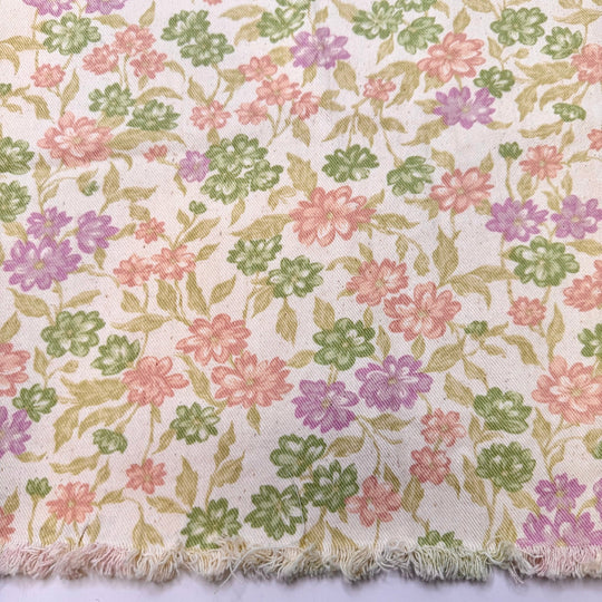 Flowers For You - Denim Cotton Woven - Cream Multi Floral - 0.7M Bundle - True Deadstock fabric Fabric by private - Sustainable Textile | FABCYCLE