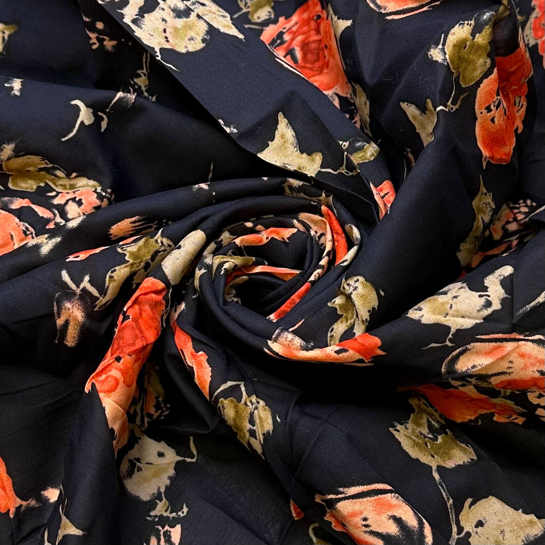 Flowers From A Secret Admirer - Vintage Cotton Woven - Black Multi Floral - 3.3M Bundle - True Deadstock fabric Fabric by private - Sustainable Textile | FABCYCLE