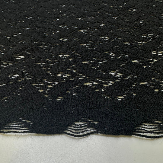 Fly Wing Strength - Lace Wool Blend Knit - Black Geometric - 2.9M Bundle - True Deadstock fabric Fabric by private - Sustainable Textile | FABCYCLE
