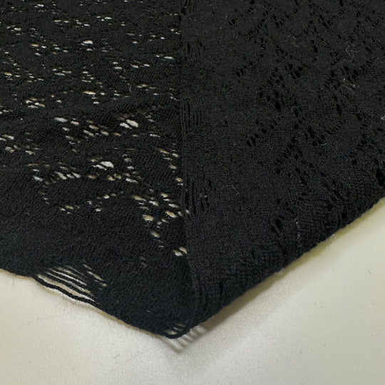 Fly Wing Strength - Lace Wool Blend Knit - Black Geometric - 2.9M Bundle - True Deadstock fabric Fabric by private - Sustainable Textile | FABCYCLE