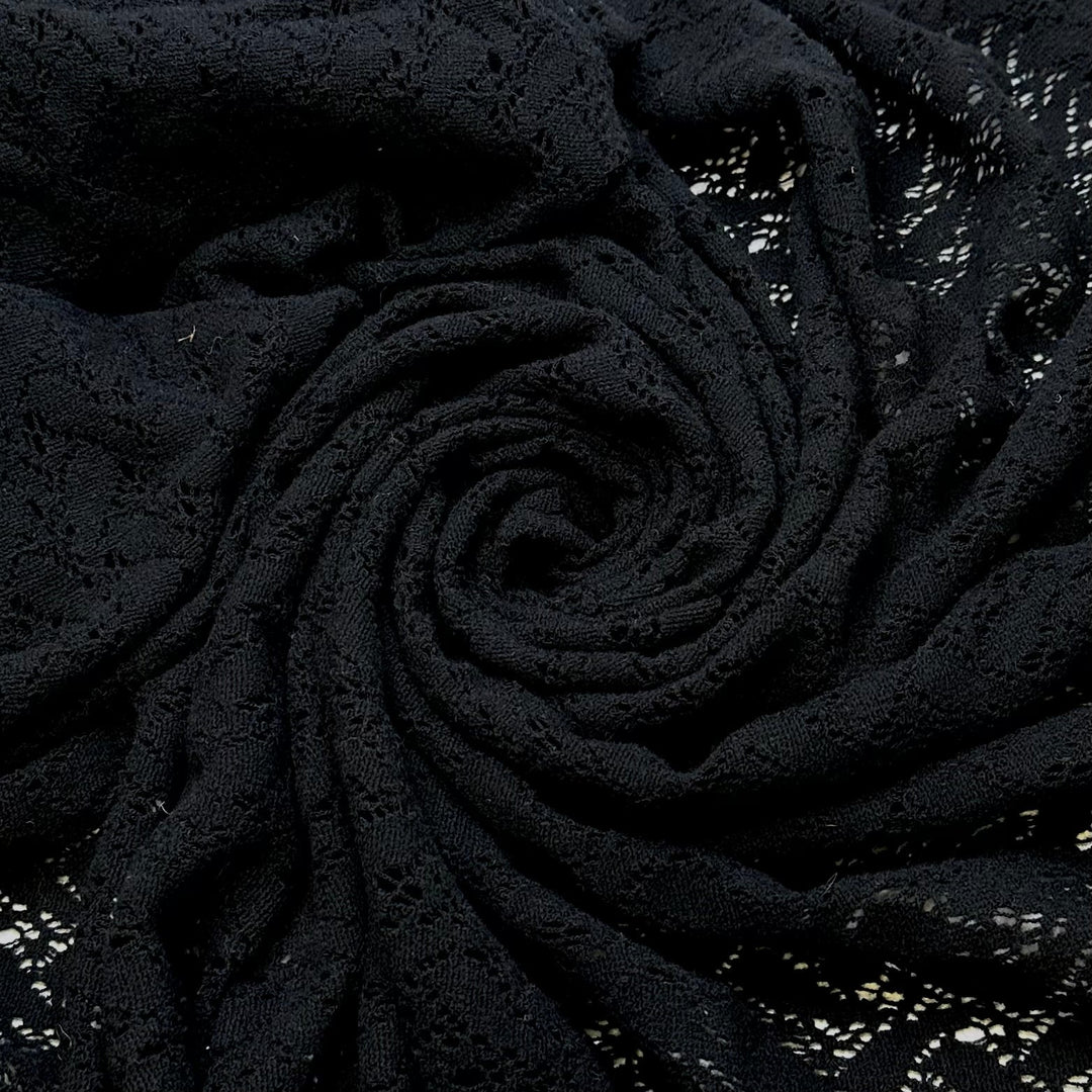 Fly Wing Strength - Lace Wool Blend Knit - Black Geometric - 2.9M Bundle - True Deadstock fabric Fabric by private - Sustainable Textile | FABCYCLE