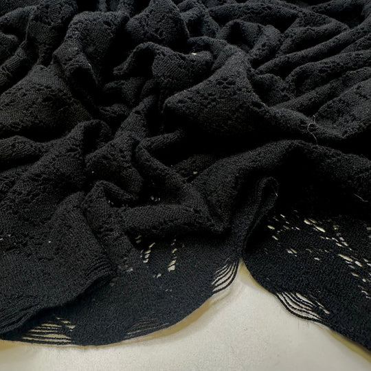 Fly Wing Strength - Lace Wool Blend Knit - Black Geometric - 2.9M Bundle - True Deadstock fabric Fabric by private - Sustainable Textile | FABCYCLE