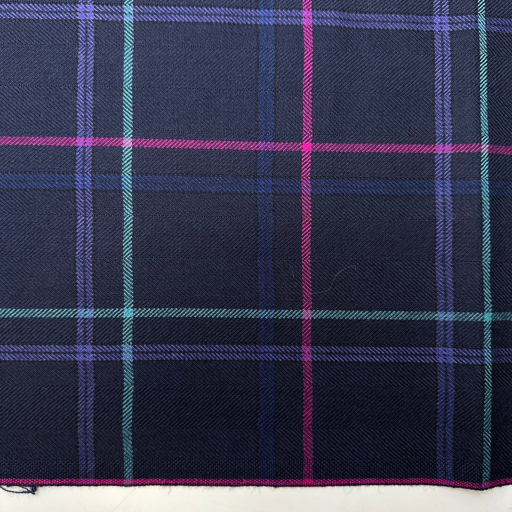 Food Forests - Tweed Wool Woven - Navy Multi Plaid - 0.9M Bundle - True Deadstock fabric Fabric by private - Sustainable Textile | FABCYCLE