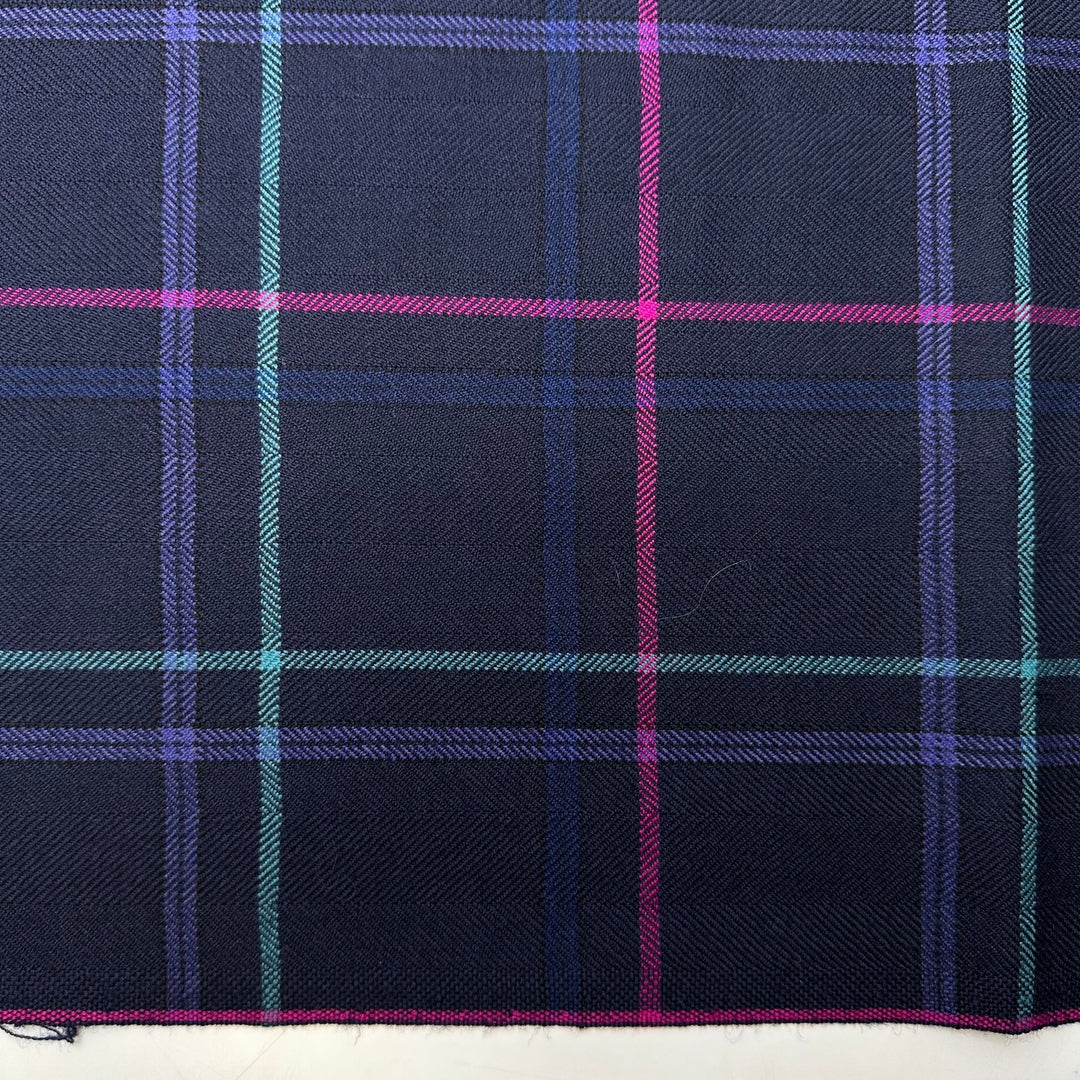Food Forests - Tweed Wool Woven - Navy Multi Plaid - 0.9M Bundle - True Deadstock fabric Fabric by private - Sustainable Textile | FABCYCLE