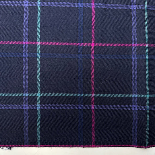 Food Forests - Tweed Wool Woven - Navy Multi Plaid - 0.9M Bundle - True Deadstock fabric Fabric by private - Sustainable Textile | FABCYCLE