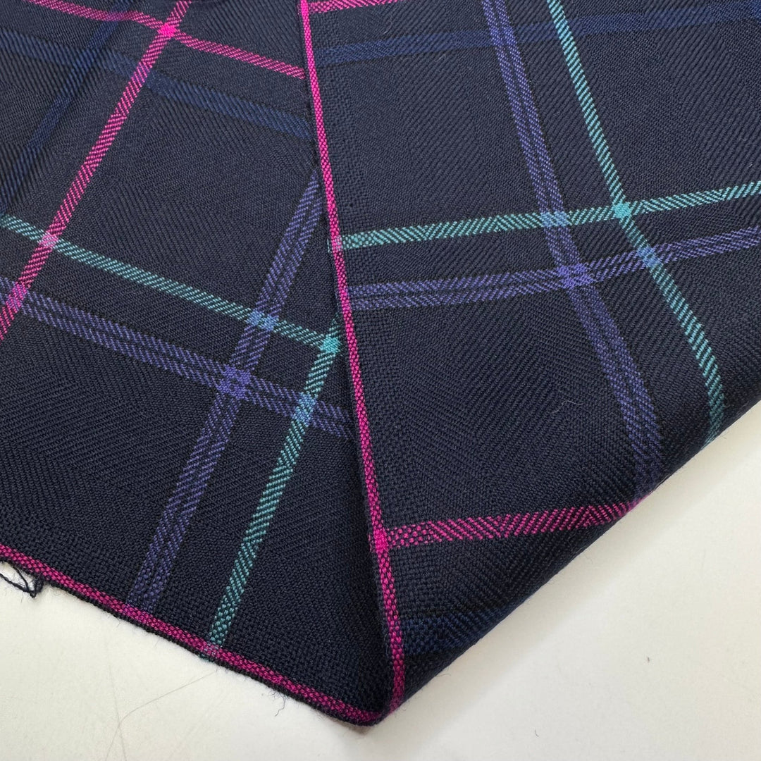 Food Forests - Tweed Wool Woven - Navy Multi Plaid - 0.9M Bundle - True Deadstock fabric Fabric by private - Sustainable Textile | FABCYCLE