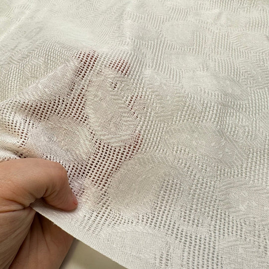 Footprints In The Snow - Lace Cotton Woven - White Paisley - 1.4M Bundle - True Deadstock fabric Fabric by private - Sustainable Textile | FABCYCLE
