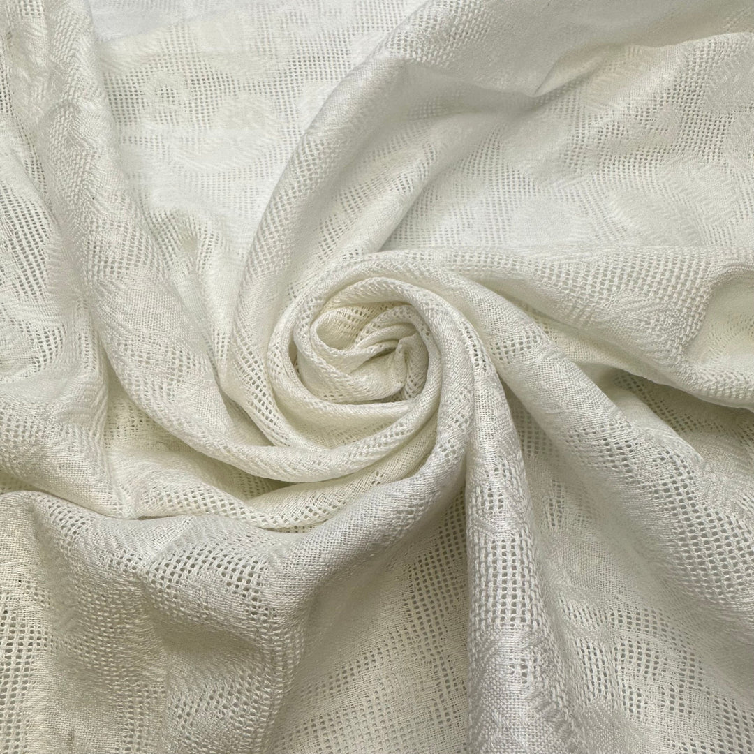Footprints In The Snow - Lace Cotton Woven - White Paisley - 1.4M Bundle - True Deadstock fabric Fabric by private - Sustainable Textile | FABCYCLE