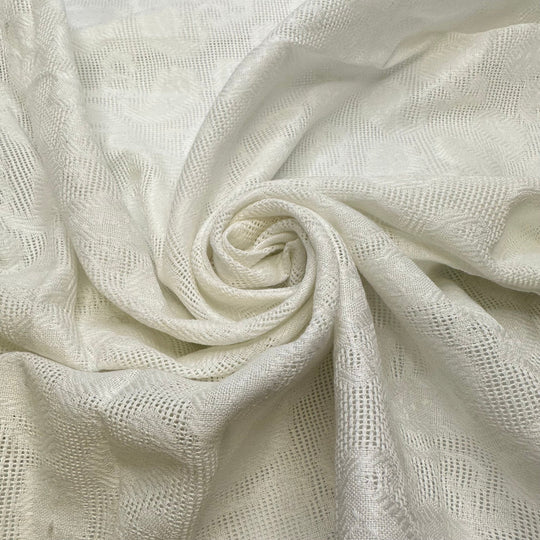 Footprints In The Snow - Lace Cotton Woven - White Paisley - 1.4M Bundle - True Deadstock fabric Fabric by private - Sustainable Textile | FABCYCLE