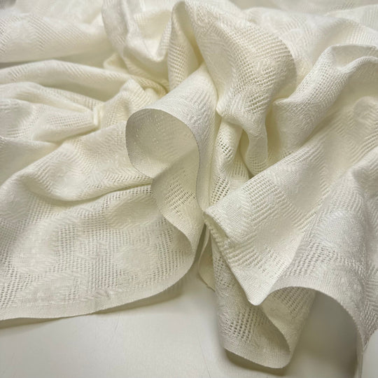 Footprints In The Snow - Lace Cotton Woven - White Paisley - 1.4M Bundle - True Deadstock fabric Fabric by private - Sustainable Textile | FABCYCLE