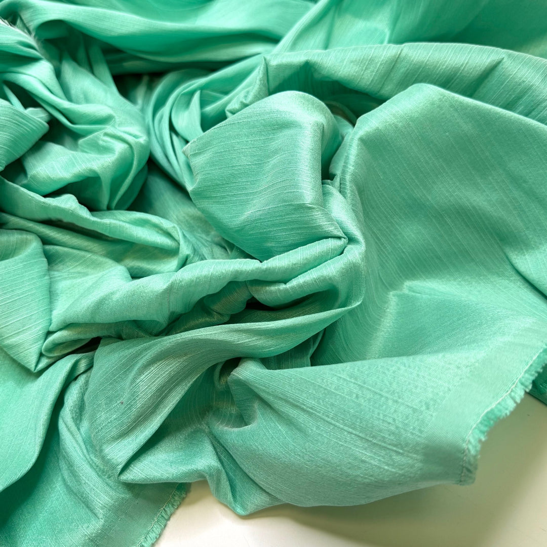 Foraging Along The River - Polyester Blend Woven - Light Teal - 1.8M Bundle - True Deadstock fabric Fabric by private - Sustainable Textile | FABCYCLE