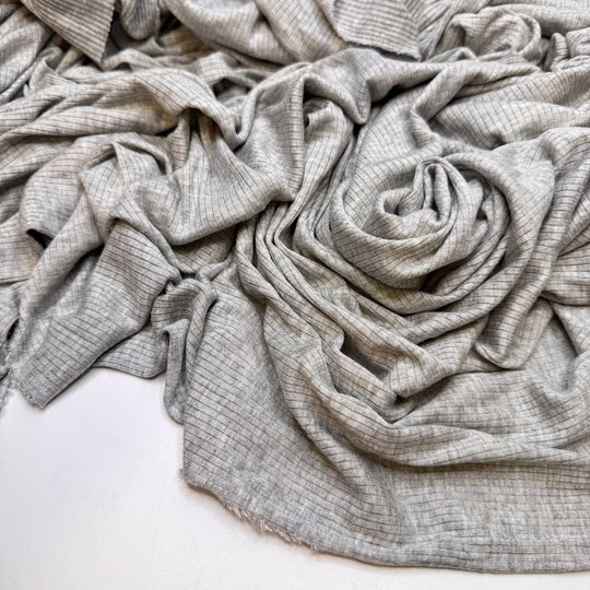 Foraging Meet Cute - Rib Knit Bamboo Blend Knit - Light Grey - 2.6M Bundle - True Deadstock fabric Fabric by private - Sustainable Textile | FABCYCLE