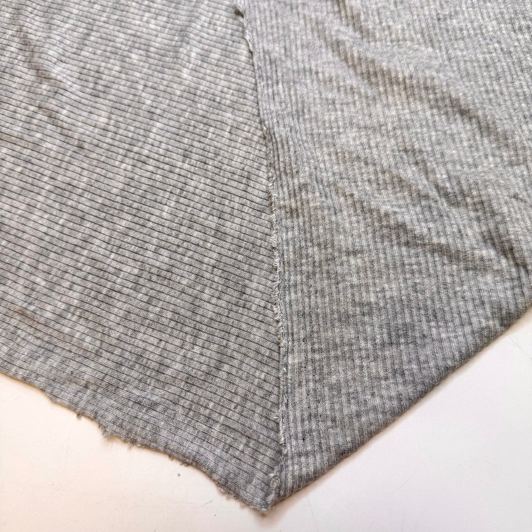 Foraging Meet Cute - Rib Knit Bamboo Blend Knit - Light Grey - 2.6M Bundle - True Deadstock fabric Fabric by private - Sustainable Textile | FABCYCLE