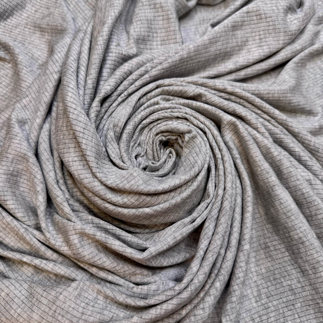 Foraging Meet Cute - Rib Knit Bamboo Blend Knit - Light Grey - 2.6M Bundle - True Deadstock fabric Fabric by private - Sustainable Textile | FABCYCLE