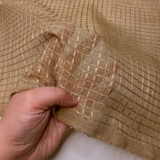 Foraging Scavenger Hunt - Polyester Blend Woven - Dark Beige Geometric - Bundles - True Deadstock fabric Fabric by private - Sustainable Textile | FABCYCLE
