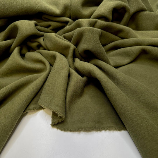 Forest Tranquility - Jersey Fleece Natural Blend Knit - Olive Green - Bundles - True Deadstock fabric Fabric by private - Sustainable Textile | FABCYCLE