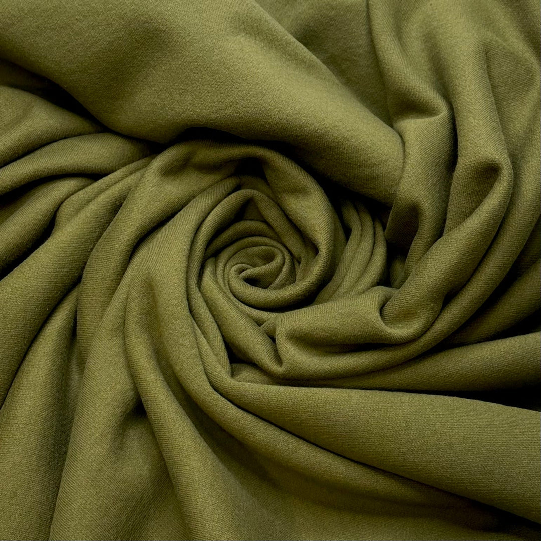 Forest Tranquility - Jersey Fleece Natural Blend Knit - Olive Green - Bundles - True Deadstock fabric Fabric by private - Sustainable Textile | FABCYCLE