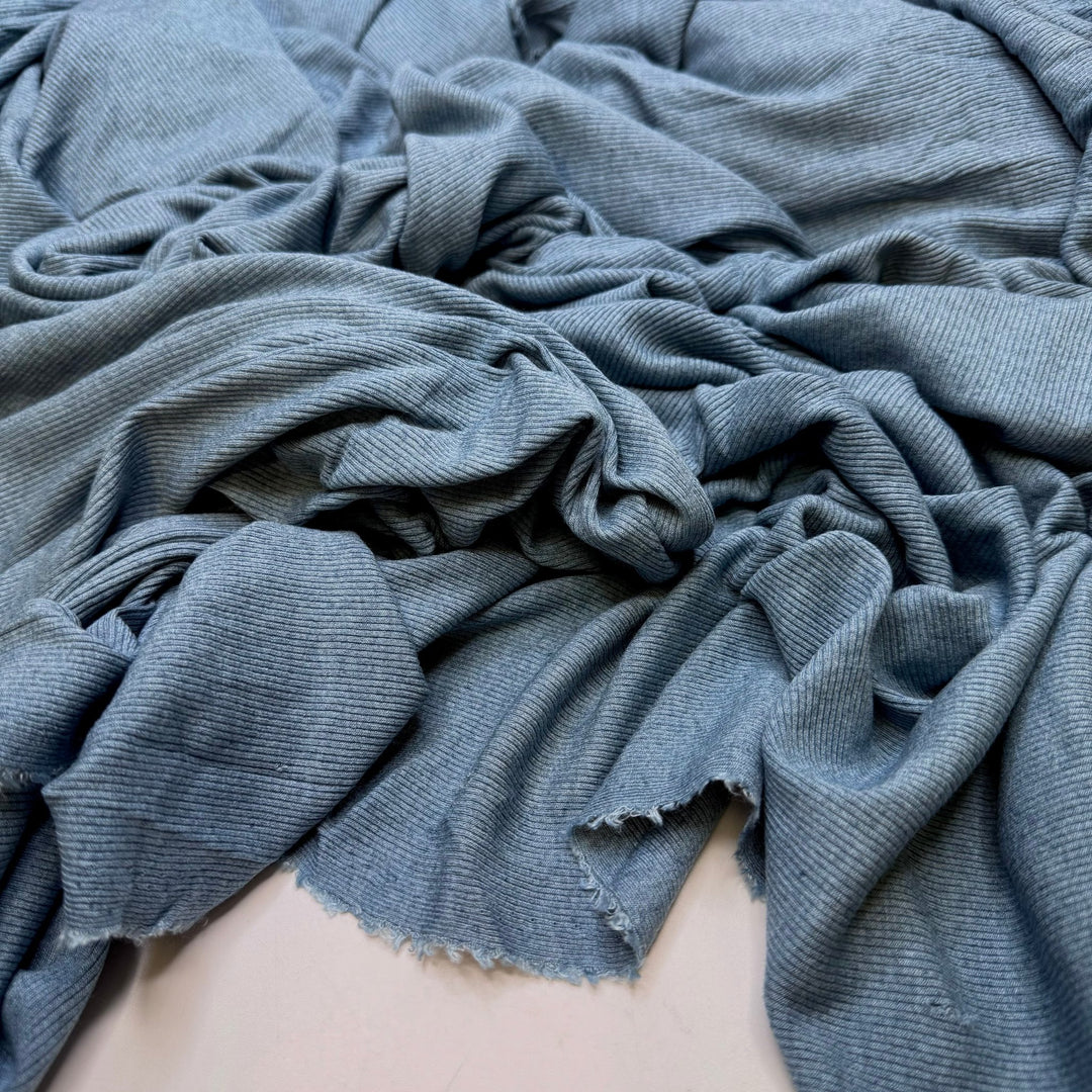 Forever Foraging - Rib Knit Wool/Spandex Knit - Blue - 3.7M Bundle - True Deadstock fabric Fabric by private - Sustainable Textile | FABCYCLE