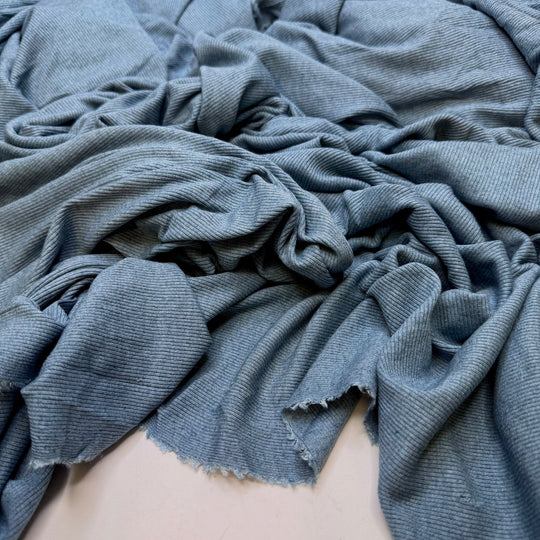 Forever Foraging - Rib Knit Wool/Spandex Knit - Blue - 3.7M Bundle - True Deadstock fabric Fabric by private - Sustainable Textile | FABCYCLE