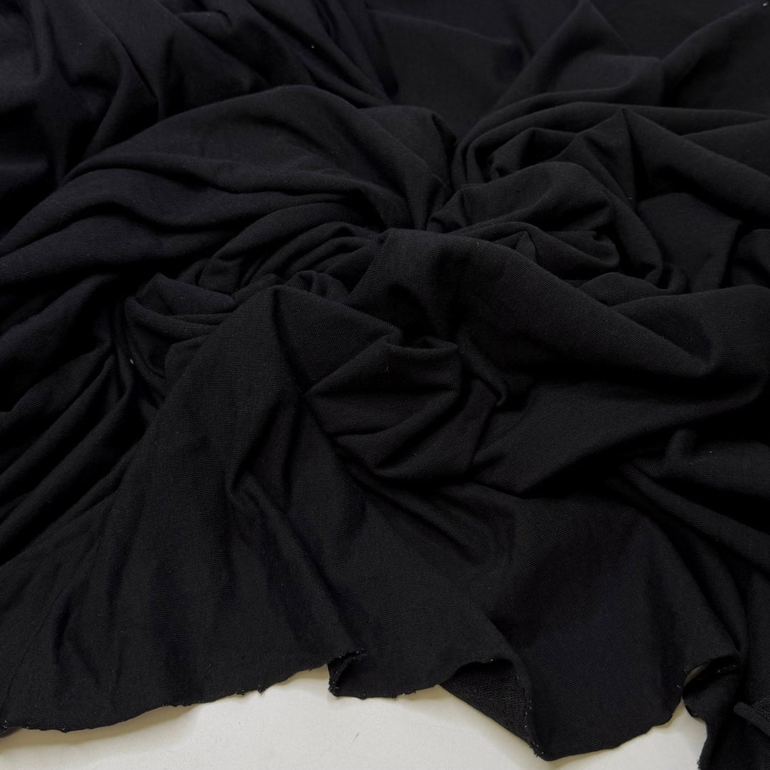 Foxtail Fern - French Terry Bamboo Blend Knit - Black - 3.25M Bundle - True Deadstock fabric Fabric by private - Sustainable Textile | FABCYCLE