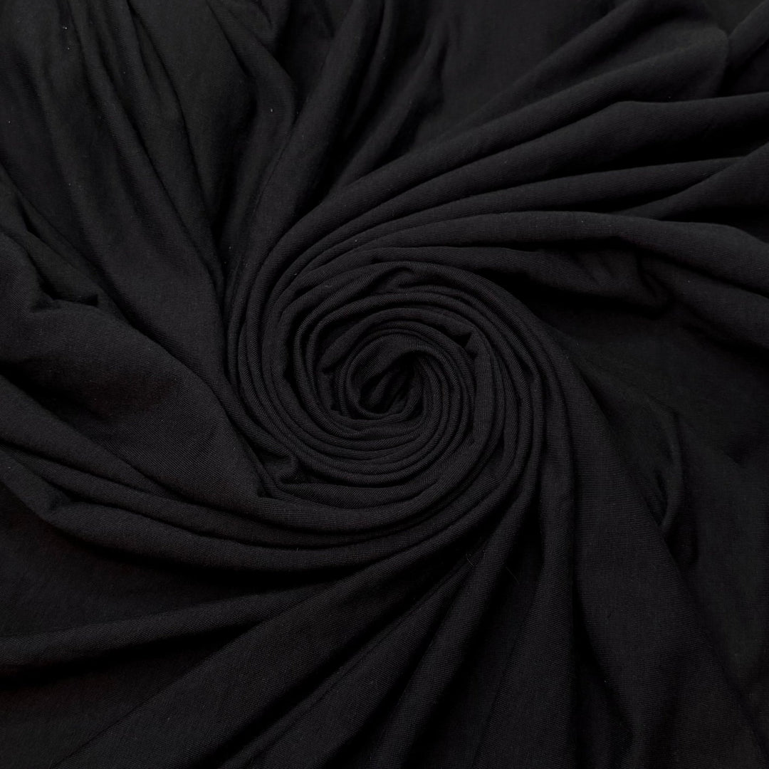 Foxtail Fern - French Terry Bamboo Blend Knit - Black - 3.25M Bundle - True Deadstock fabric Fabric by private - Sustainable Textile | FABCYCLE