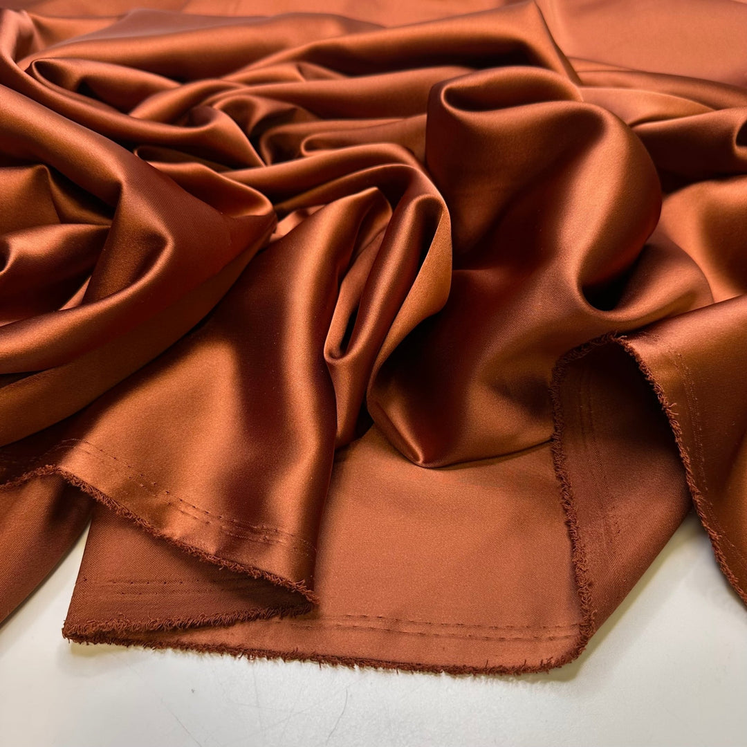 Framing A Quilt - Satin Poly Woven - Brown - 1.7M Bundle - True Deadstock fabric Fabric by private - Sustainable Textile | FABCYCLE