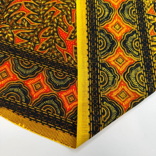 Fresh Squeezed Orange Juice - Batik Cotton Woven - Orange Multi Floral - 1.6M Bundle - True Deadstock fabric Fabric by private - Sustainable Textile | FABCYCLE