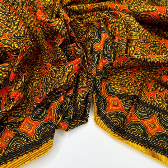 Fresh Squeezed Orange Juice - Batik Cotton Woven - Orange Multi Floral - 1.6M Bundle - True Deadstock fabric Fabric by private - Sustainable Textile | FABCYCLE