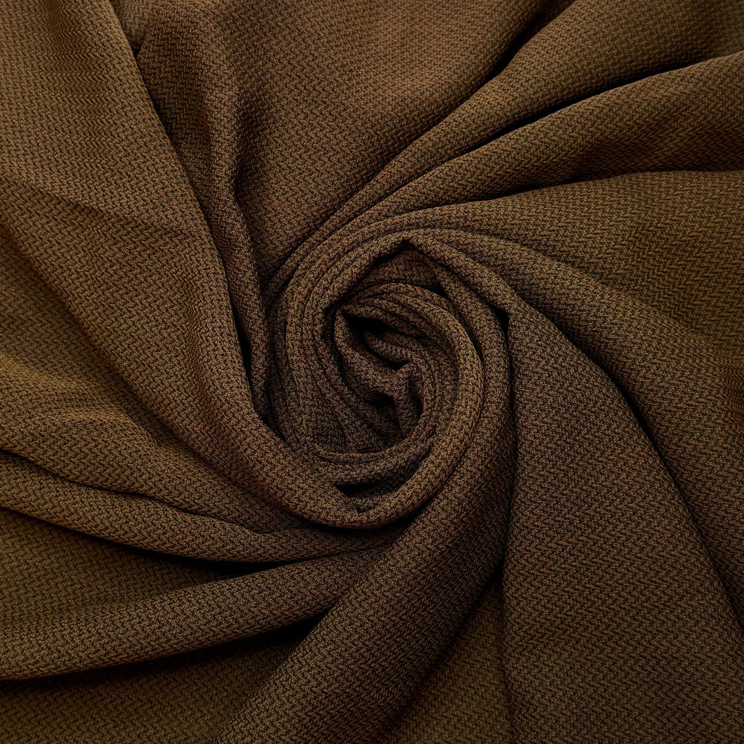 From Stash To Wardrobe - Crepe Polyester Blend Woven - Brown Geometric - 1M Bundle - True Deadstock fabric Fabric by private - Sustainable Textile | FABCYCLE