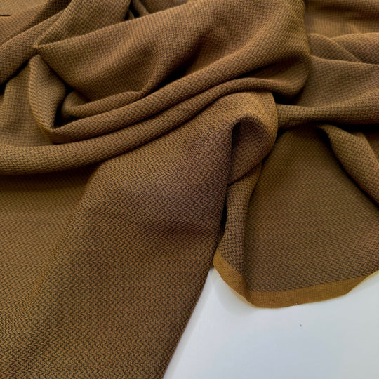 From Stash To Wardrobe - Crepe Polyester Blend Woven - Brown Geometric - 1M Bundle - True Deadstock fabric Fabric by private - Sustainable Textile | FABCYCLE