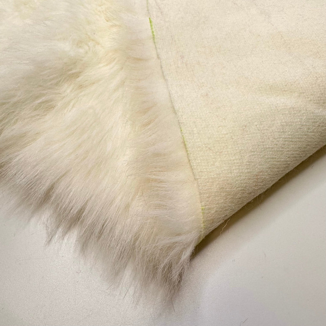 Fur Trimmed Coat - Faux Fur Acrylic/Poly Knit - White - 1M Bundle - True Deadstock fabric Fabric by private - Sustainable Textile | FABCYCLE