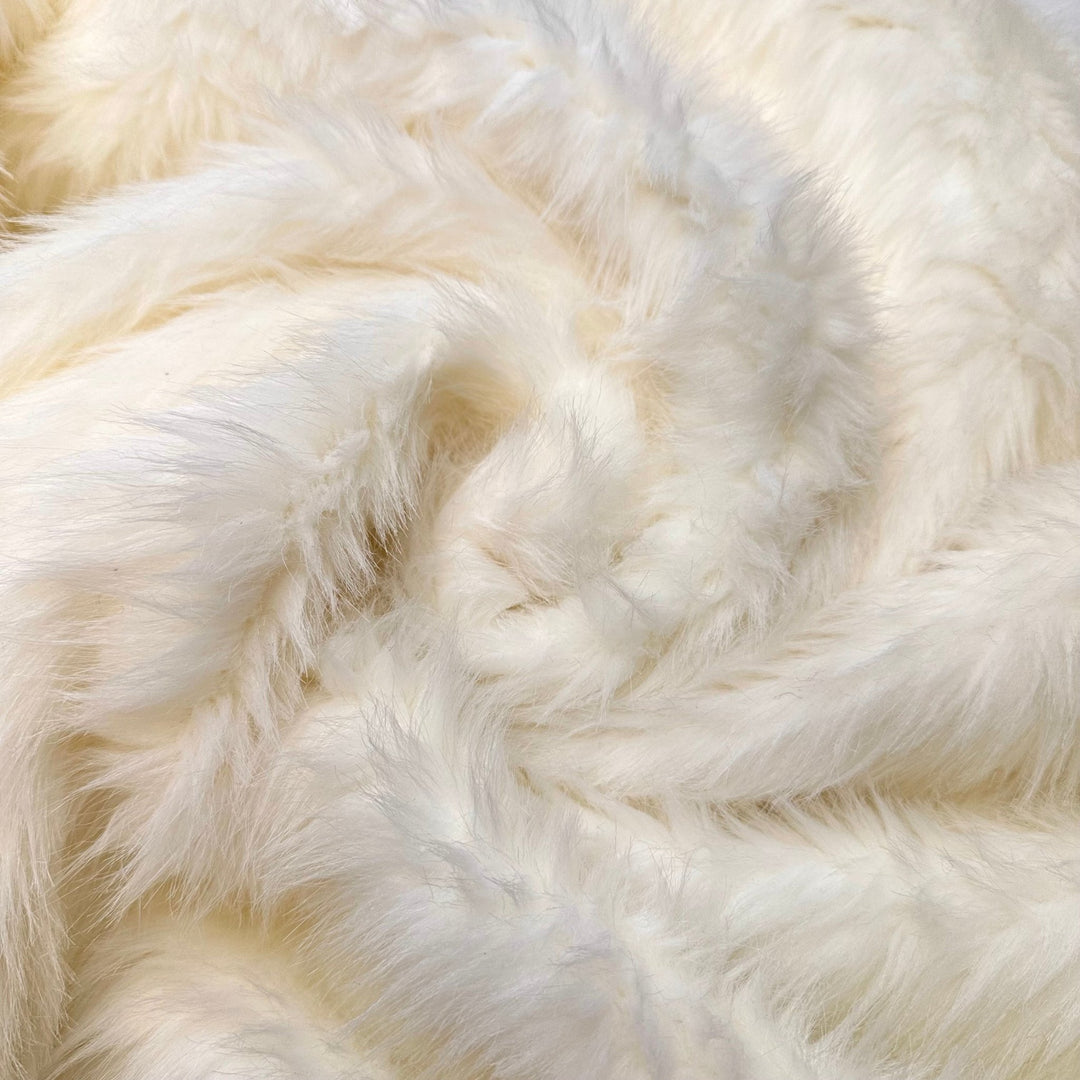Fur Trimmed Coat - Faux Fur Acrylic/Poly Knit - White - 1M Bundle - True Deadstock fabric Fabric by private - Sustainable Textile | FABCYCLE